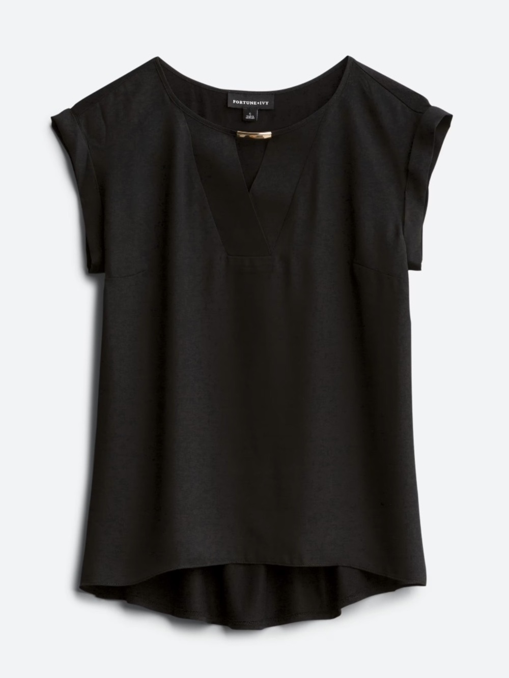 Fortune + Ivy Catenia Hardware Detail Blouse - Black